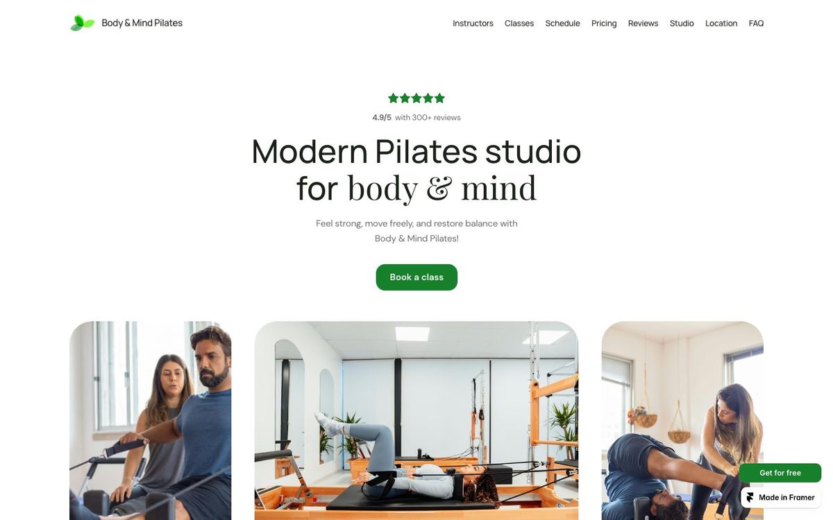 Body & Mind, a website template for a pilates and fitness