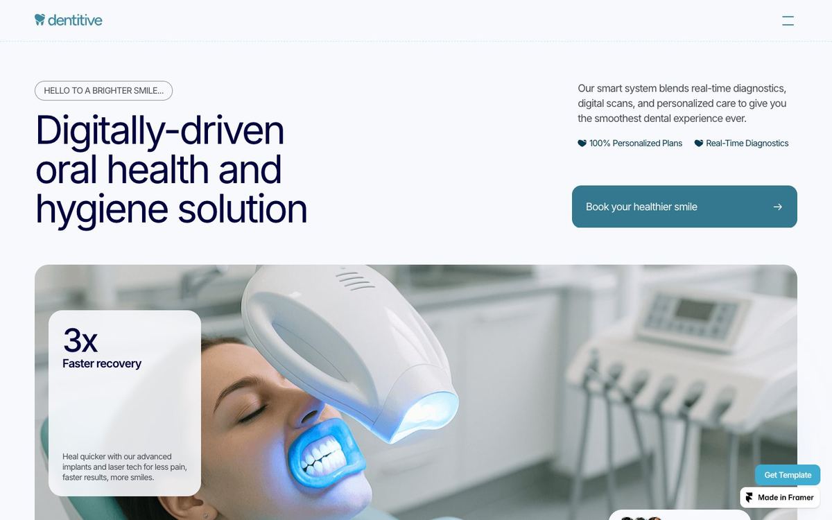Dentitive, a website template for a dental clinic