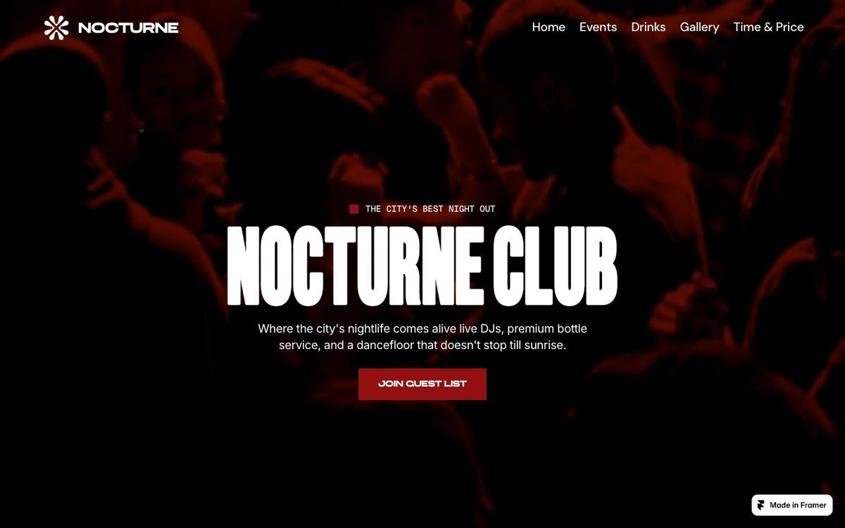 Nocturne, a website template for a nightclub